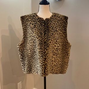 Donna Salyers faux fur cheetah print mob wife vest layering quiet luxury pockets